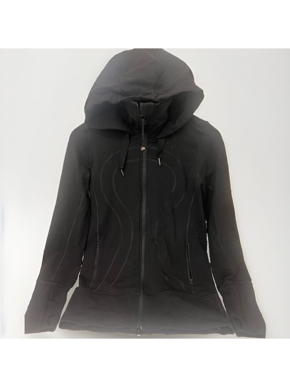 Lululemon Stride Jacket Hoodie Womens 6 Black Full Zip Thumbholes Running Yoga